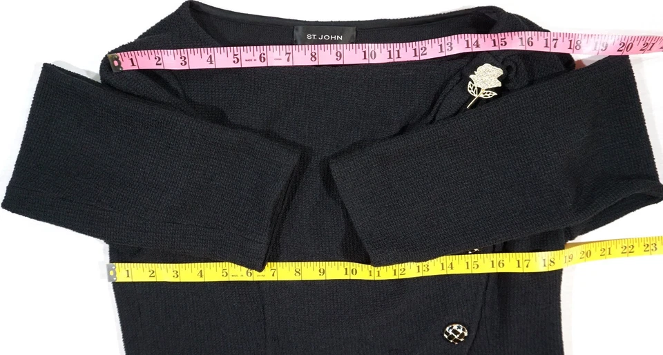 CHAQUETA ST JOHN BROCHE DECORACIÓN NEGRO TALLA 12 Foto 3 de 4