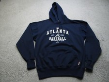 Atlanta Braves Hoodie Mens Medium Blue MLB Baseball Majestic Therma Base
