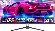 Gawfolk 34" Gaming Monitor IPS 120Hz , FreeSync 21:9 Ultrawide 2K Ultra-Thin