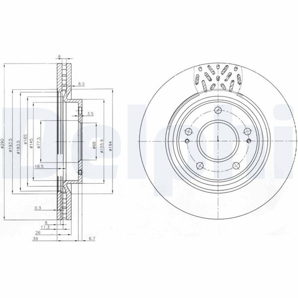 2X Bremsscheibe Delphi BG4034 FüR Mitsubishi NA8W Mivec NA4W-image