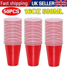 50X Plastic Party Cups 16oz Disposable Beer Pong Glasses Vending Cups Reusable