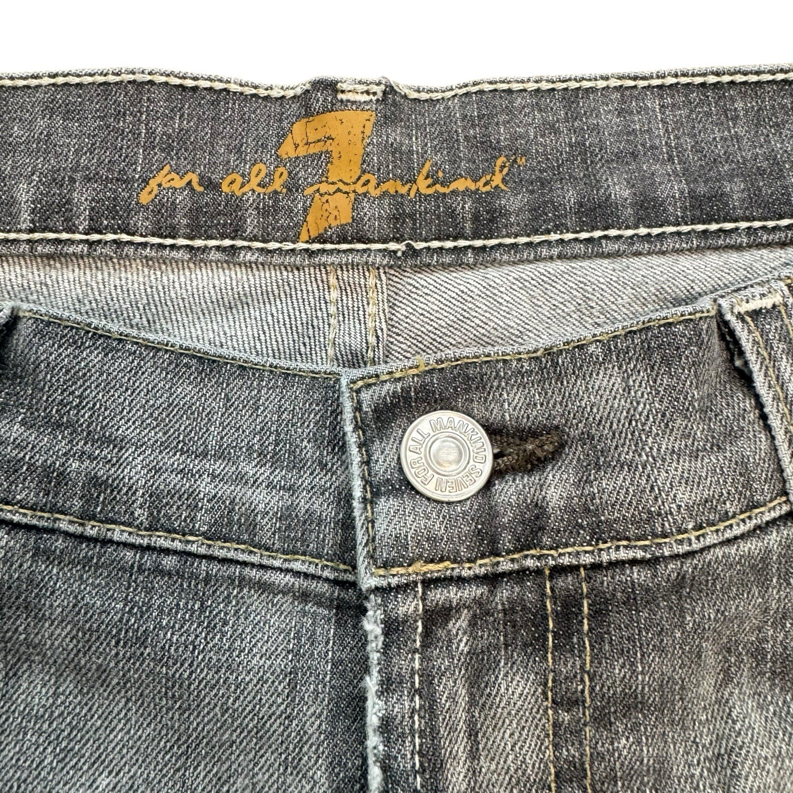 7 For All Mankind Flare Jeans Gray Wash Stretch Women 32 Grunge Punk Street Wear