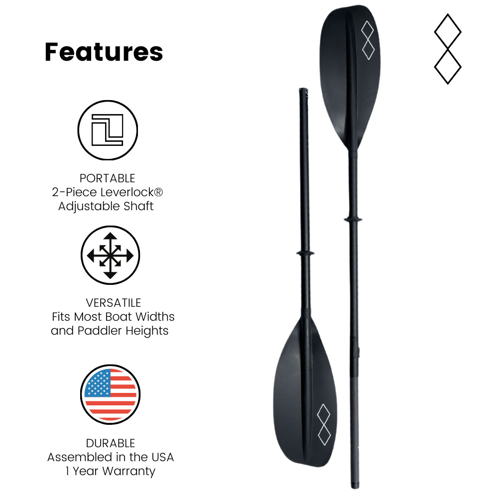 Carbon Blend 2-Piece Kayak Paddle - Leverlock&reg; Adjustable Paddle - NEW