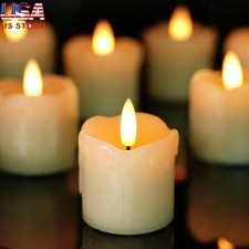 Real Wax Flameless Votive Candles 3D Flickering Timer Battery Operated Decor New