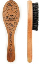 Pet Soft Brush with Wood Handle and Boar Bristle Hair - Soft Cat and Dog