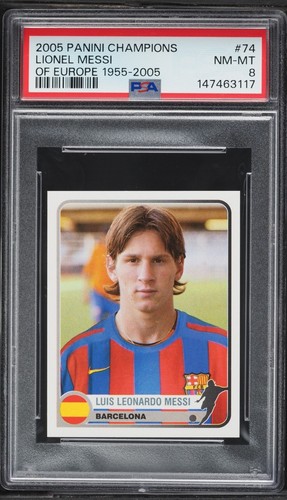 2005 Panini Champions Of Europe Lionel Messi #74 PSA 8 NM-MT