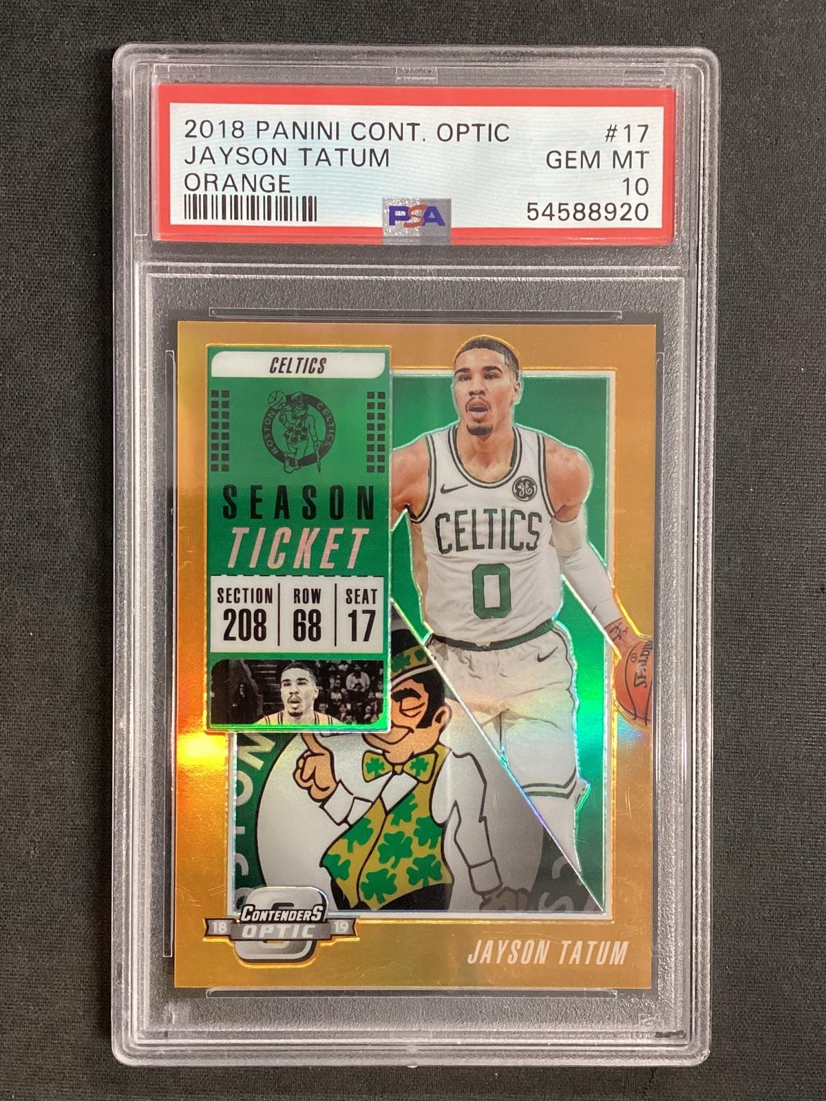 PSA 10 2018 Panini Contenders Optic #17 Jayson Tatum Celtics Orange /49 POP 6 view 1