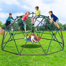 10ft Climbing Dome Swing Set with Saucer Swing Jungle Gym for Kids Ages 3-8 8-12