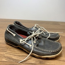 Twisted X Women s Leather Driving Mocs Boat Shoes Gray Size 7.5M WDM0004