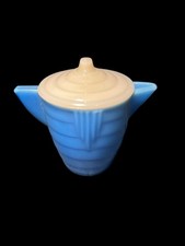 Vintage Akro Agate Glass Blue Children's Creamer w/ Lid