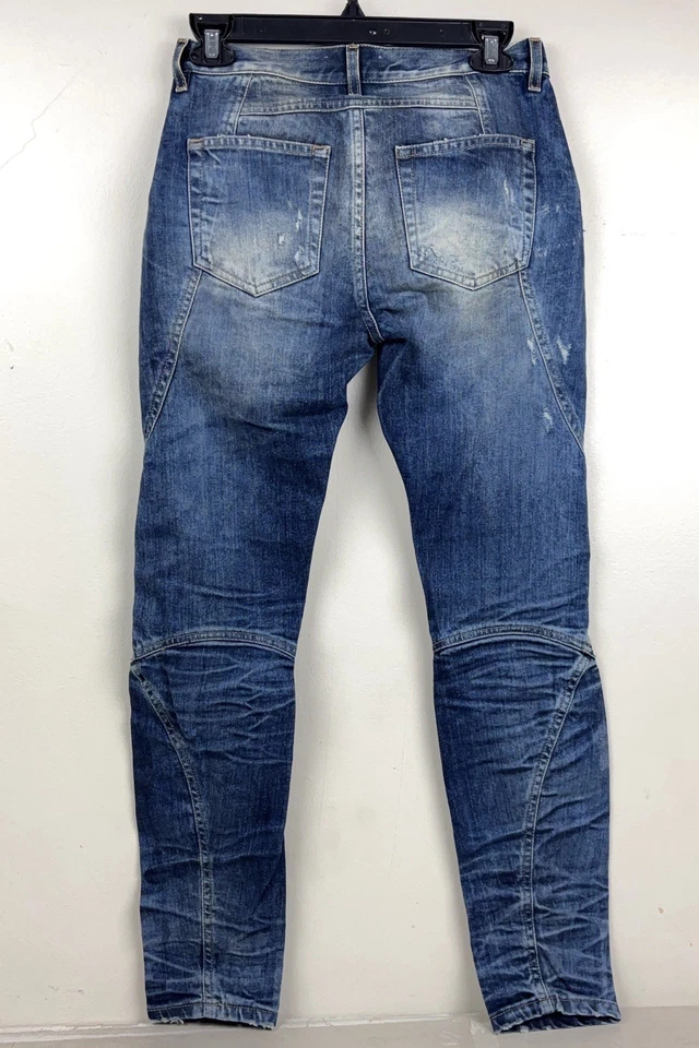 Pantalones de mezclilla Faith Connexion para hombre y mujer motociclista con cremallera 28x28 índigo desgastados nuevos con etiquetas Foto 4 de 4