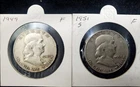 1949 & 1951 S  Franklin Half Dollar Coins, 90% silver (Priced under spot!)
