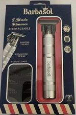 Barbasol CBT1-6002-SLV T-Blade Trimmer Rechargeable Zero Gapped 4 Guide Combs 