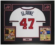 Tom Glavine Autographed and Framed White Atlanta Jersey Auto JSA Cert