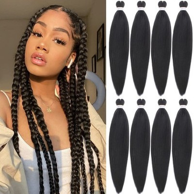 8 Packs 26 Zoll Brown EZ Braiding Hair Extensions Pre Stretched for Box Braid...