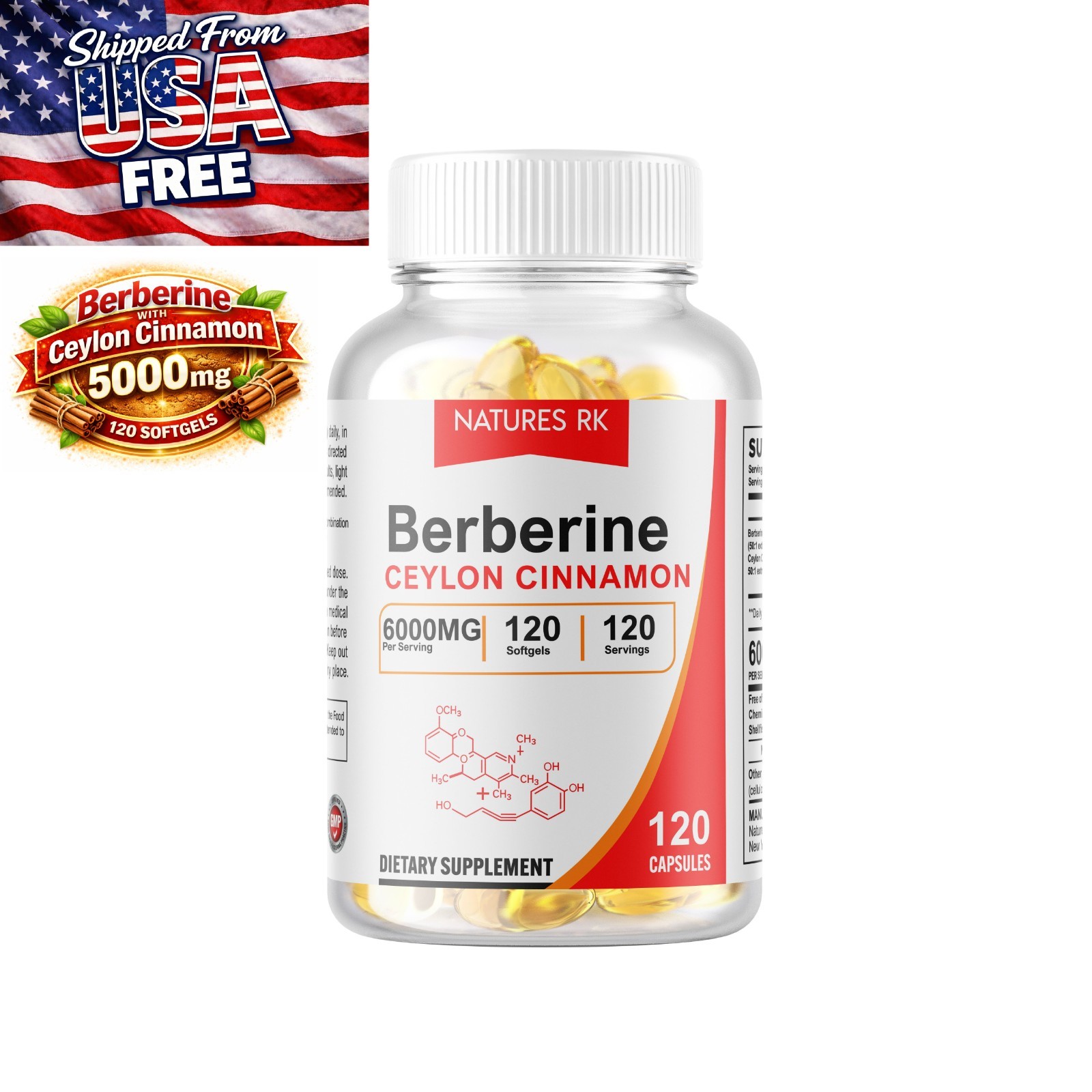 Berberine with Ceylon Cinnamon 5000mg 120 Softgels | eBay
