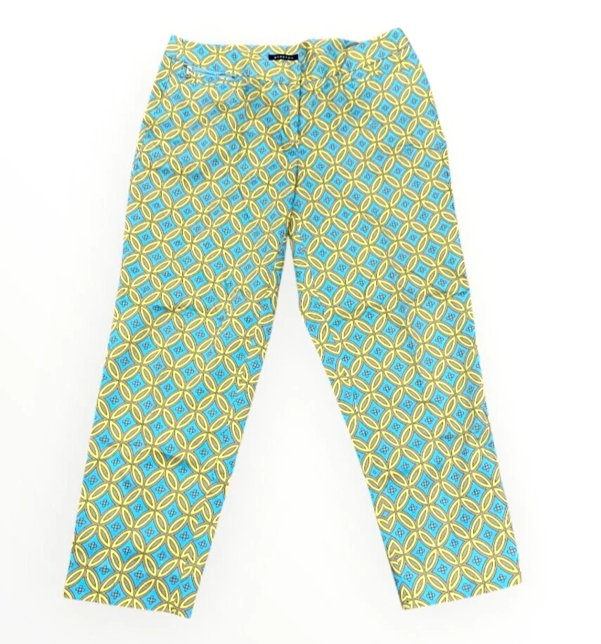 Jones New York Capri Pants Womens Size 6 Blue Geometric Pockets Stretch