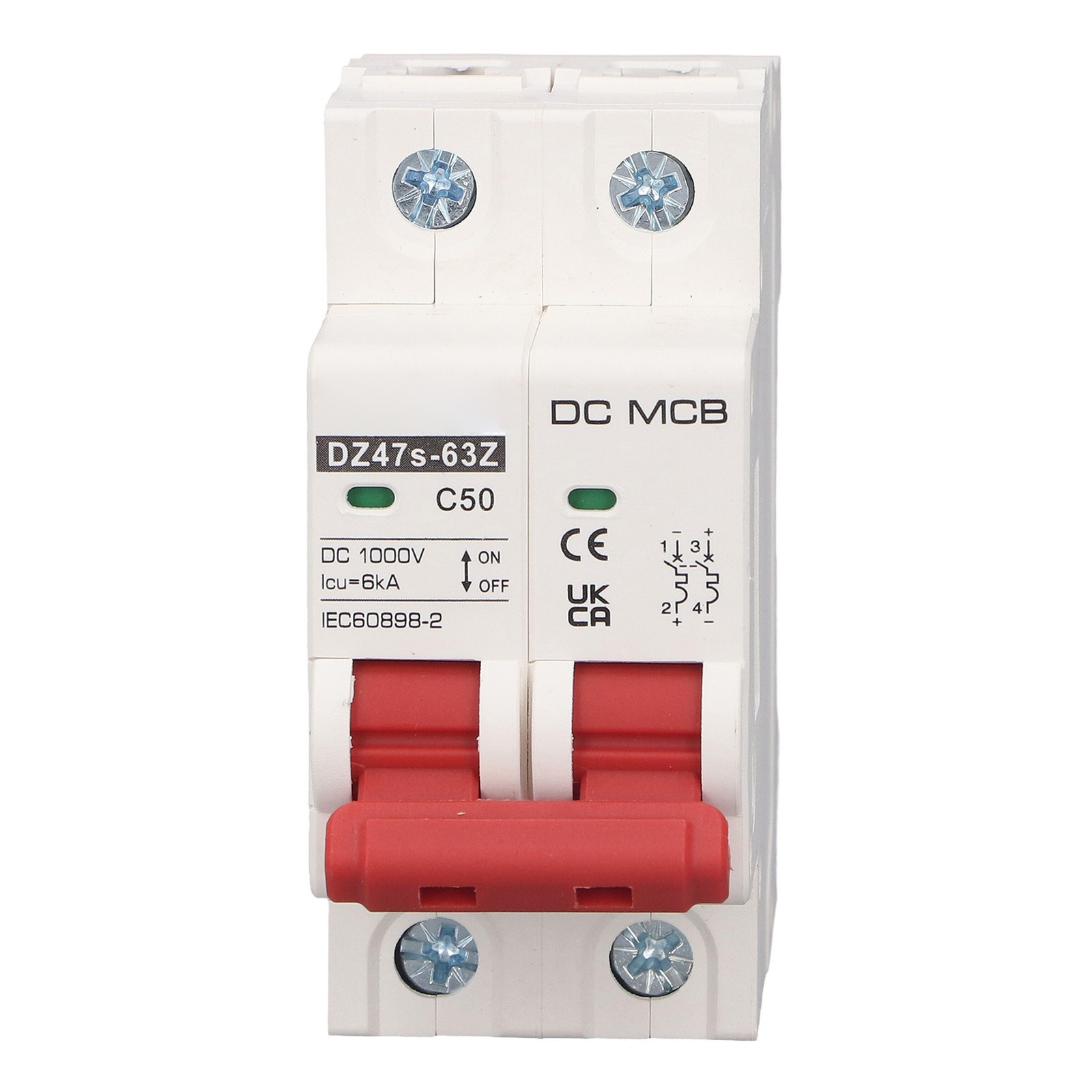 2P 50A DC1000V Mini Circuit Breaker Fast Arc Extinction For Solar PV System For