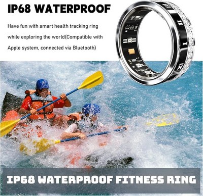 Fitness Health Smart Ring, IP68 Waterproof, Sleep/Heart Rate Monitor,iOS Android
