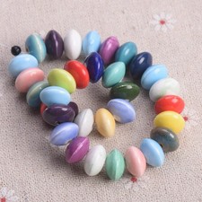 20pcs Random Mixed 12x7mm Rondelle Shape Ceramic Porcelain Loose Spacer Beads