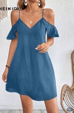 Shein Cold Shoulder Blue Dress Size XL 16.