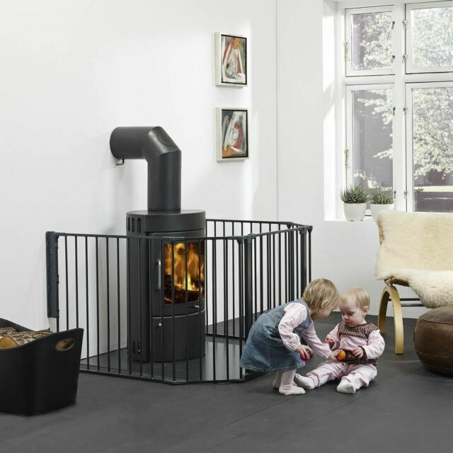 baby gate around fireplace