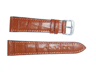 RIOS1931 Embossed Alligator Grain Watch Band Strap 22 mm Cognac Brown ''ORLANDO''