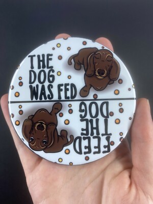 Brown Dachshund Feed the Dog Reminder Magnet Wiener Dog Kitchen Decor