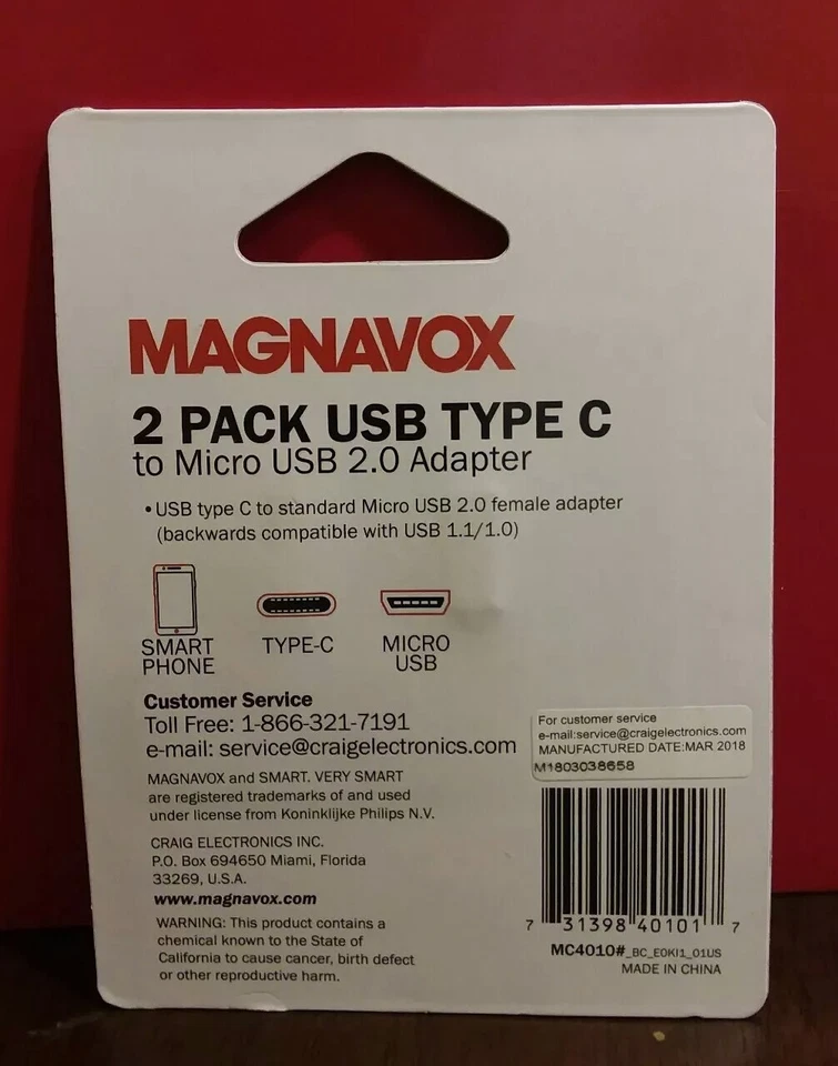 Magnavox 2 Pack USB Type C to Micro USB  2.0 Adapter *Read Details* - Image 3 of 4