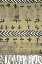 Green, Black and Beige Mud Cloth (Bògòlanfini) Shawl