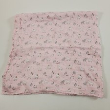 Mud Pie Muslin Swaddle Blanket pink lamb sheep bunny bird 47 X 47  
