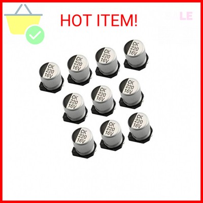 Tegg Capacitor 10PCS 220uF 16V 20% SMD Aluminium Electrolytic Capacitors for Ard