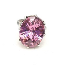 Pink Oval Statement Ring in Sterling Silver, Size 10.5