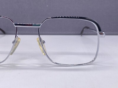 ESSILOR Brille Herren Silber Schwarz Quadratisch Massiv 1980er Vintage France