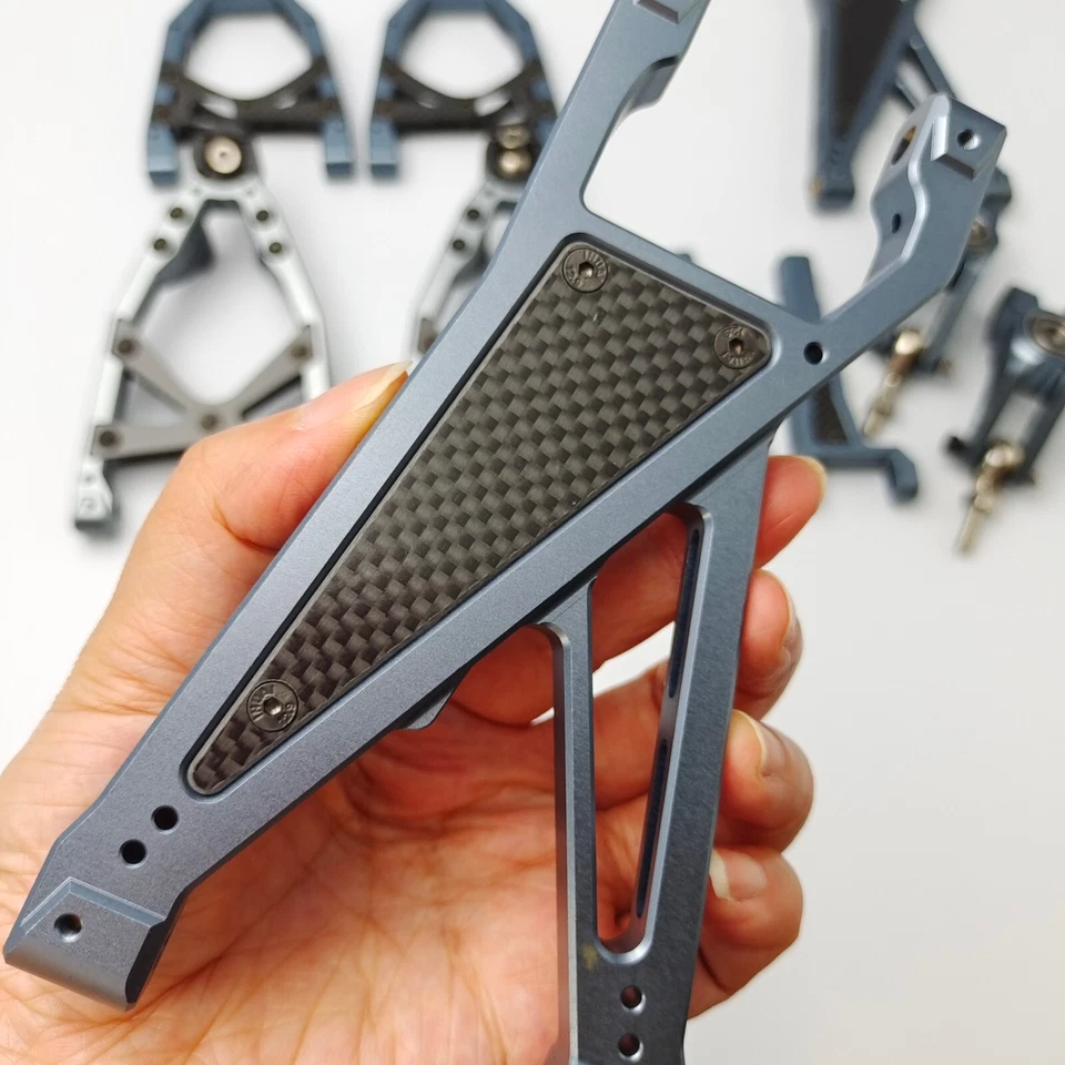 7075 Alloy CNC + Carbon Upper Lower Suspension Arm Set for Rovan HPI KM Baja - Image 3 of 4