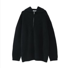 Men Loose Hooded Sweater Knit Jumper Hoodie Pullover Half Zipper Sports Cardigan