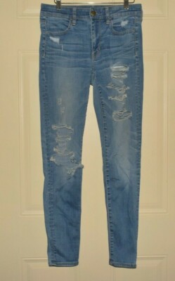 American Eagle Outfitters Super Stretch X Hi-Rise Jegging Women's 6 Reg Frayed