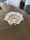 Vintage Glass Serving Plate with Ceramic 3D Floral Pedestal Hand Painted Rare — photo 2