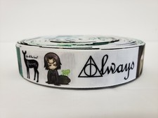 Harry Potter Deathly Hallows, Always, Snape, Grosgrain Ribbon 1" By the yard NEW