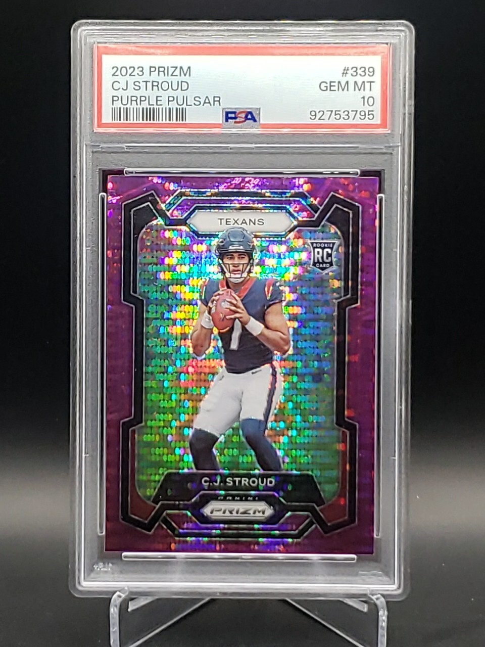 2023 PANINI PRIZM PURPLE PULSAR #339 CJ STROUD ROOKIE RC PSA 10 Texans