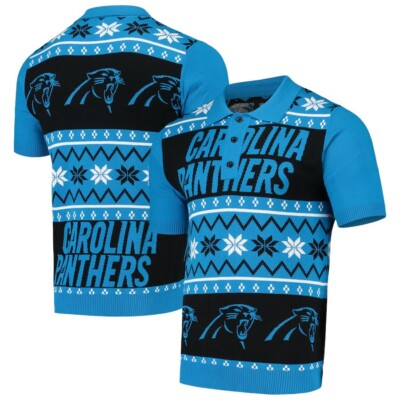 Carolina Panthers Ugly Sweater Knit Polo
