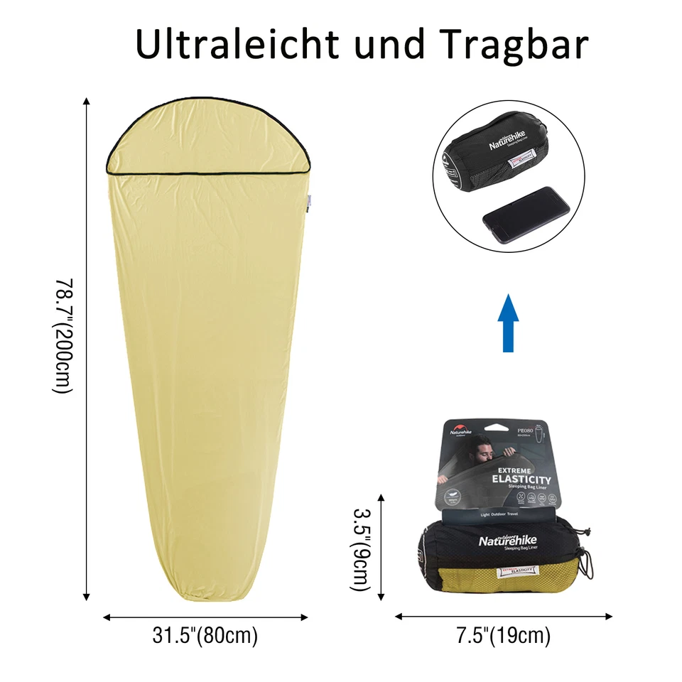 Naturehike Hüttenschlafsack Ultraleicht Schlafsack Liner für Hotels,Camping - Bild 2 von 4