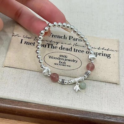 S925 bracelet cat eyes, strawberry crystal, lucky character bamboo knot bracelet