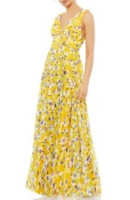 Ieena Mac Duggal 55434 Empire Waist Floral Chiffon Gown SZ 10 (398) YellowMulti