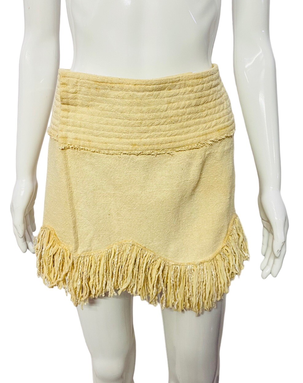 Isabel Marant Mujer Natacha con Flecos Boho Tejido Seda Tiras Corto Minifalda L