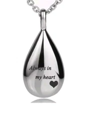 Cadena Acero Inoxidable Lagrima Colgante Para Cenizas Recuerdos Seres Queridos 