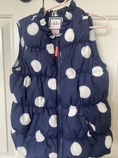 Gymboree Girls Navy with white polka dots puffer vest size Med 7-8 