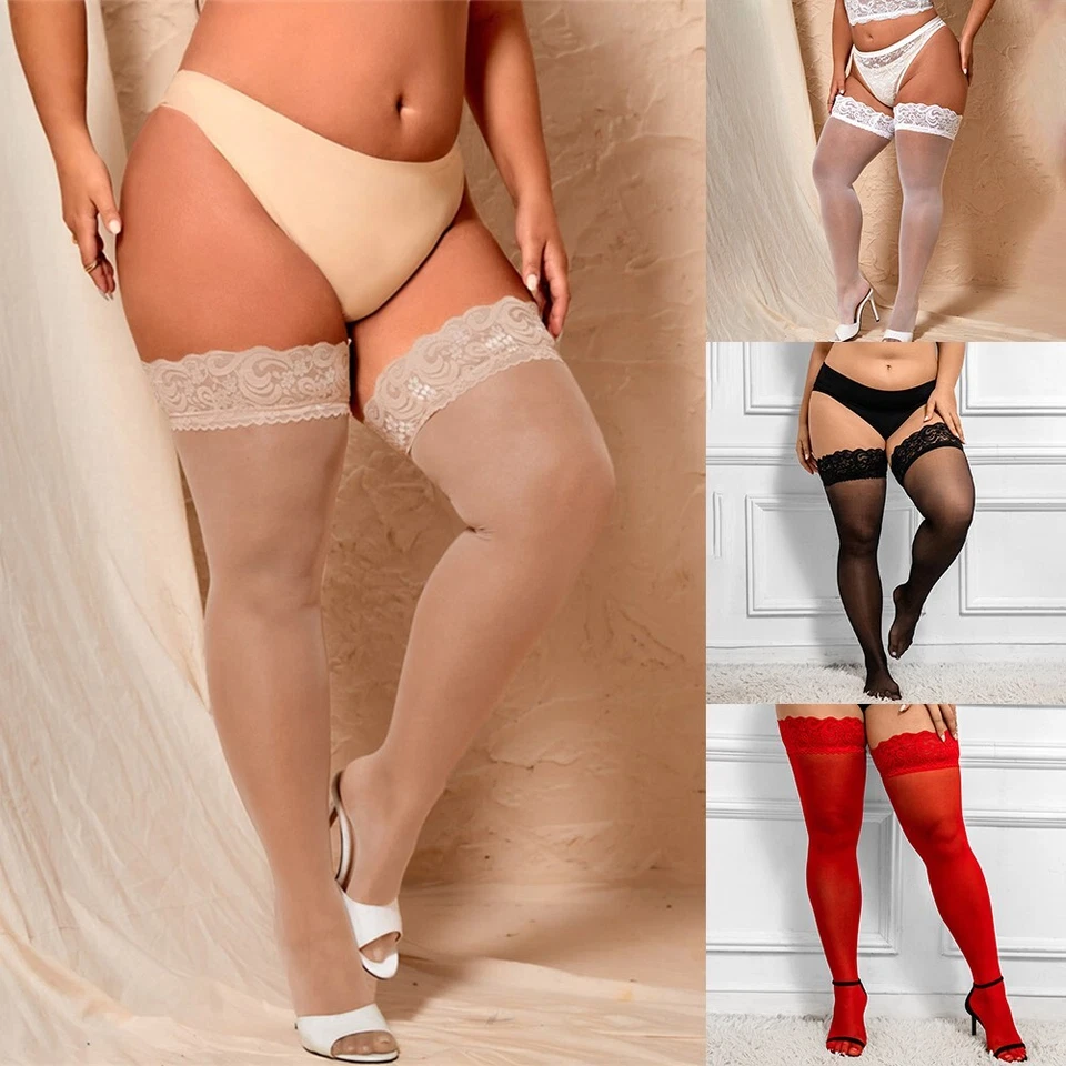 1 Stck. Damen Übergröße Dessous Spitze Strumpfhose halbtransparent sexy Seide - Bild 3 von 4