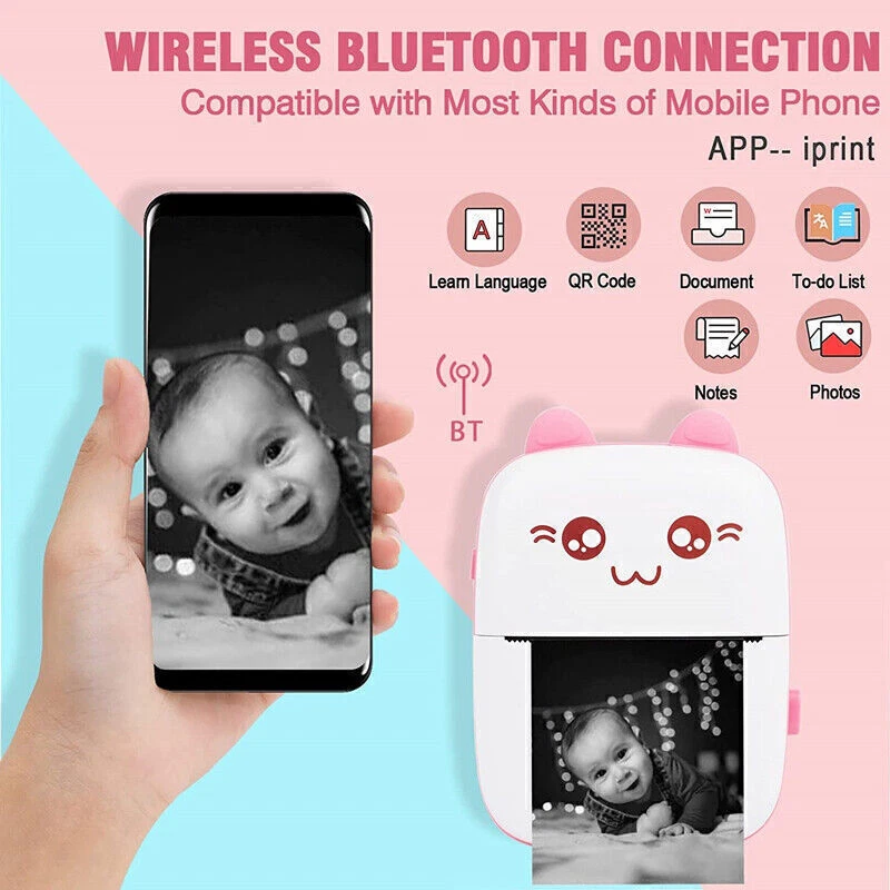 Portable Mini Thermal Printer Pocket Photo Printer Wireless Bluetooth Printing