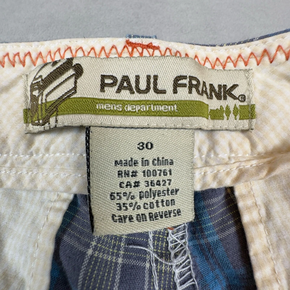 Calça de golfe PAUL FRANK masculina 30 xadrez azul cinza frente plana 30x30 *LEIA* - Imagem 4 de 4
